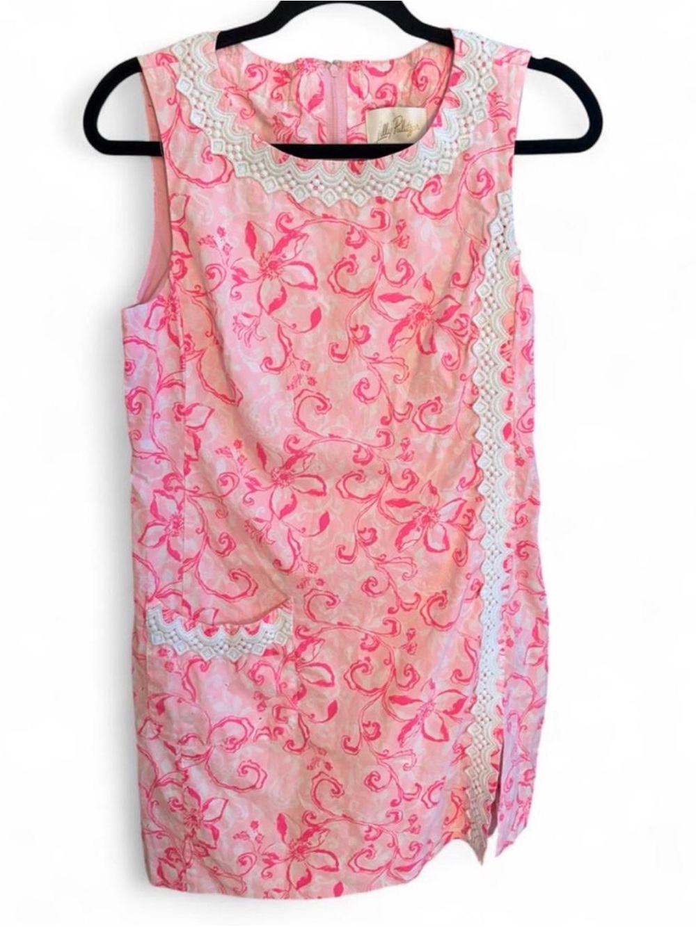 Lilly Pulitzer Pink & White Floral Lace-Trim Shift Dress